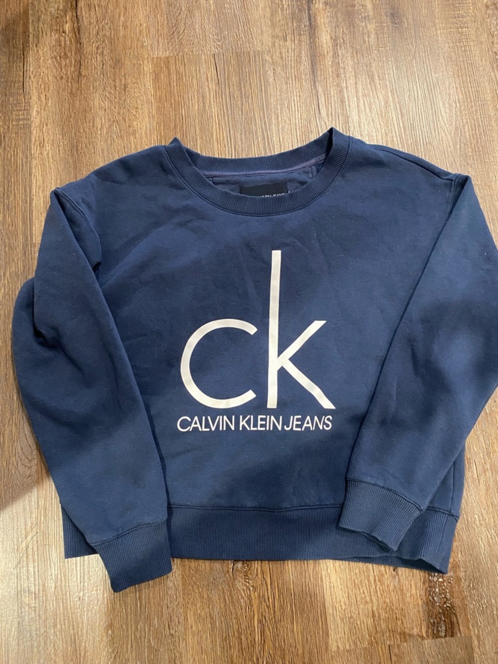 Calvin Klein Jeans Kids Navy Crewneck Sweatshirt with White CK Logo